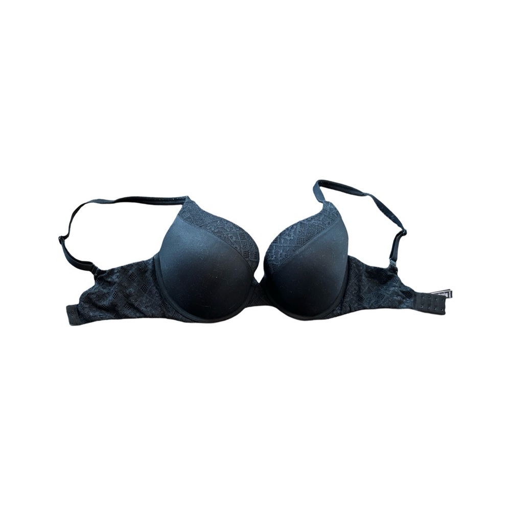 Lace Trim Push Up Victorias Secret Perfect Shape Bra Black 32 DDD